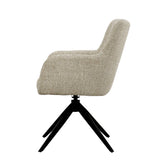 Eetkamerstoel Tara Sand met Beige stof met zwart onderstel