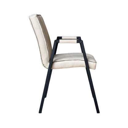 Eetkamerstoel Tivoli met armleuning van Starfurn in beige Bull eco leer