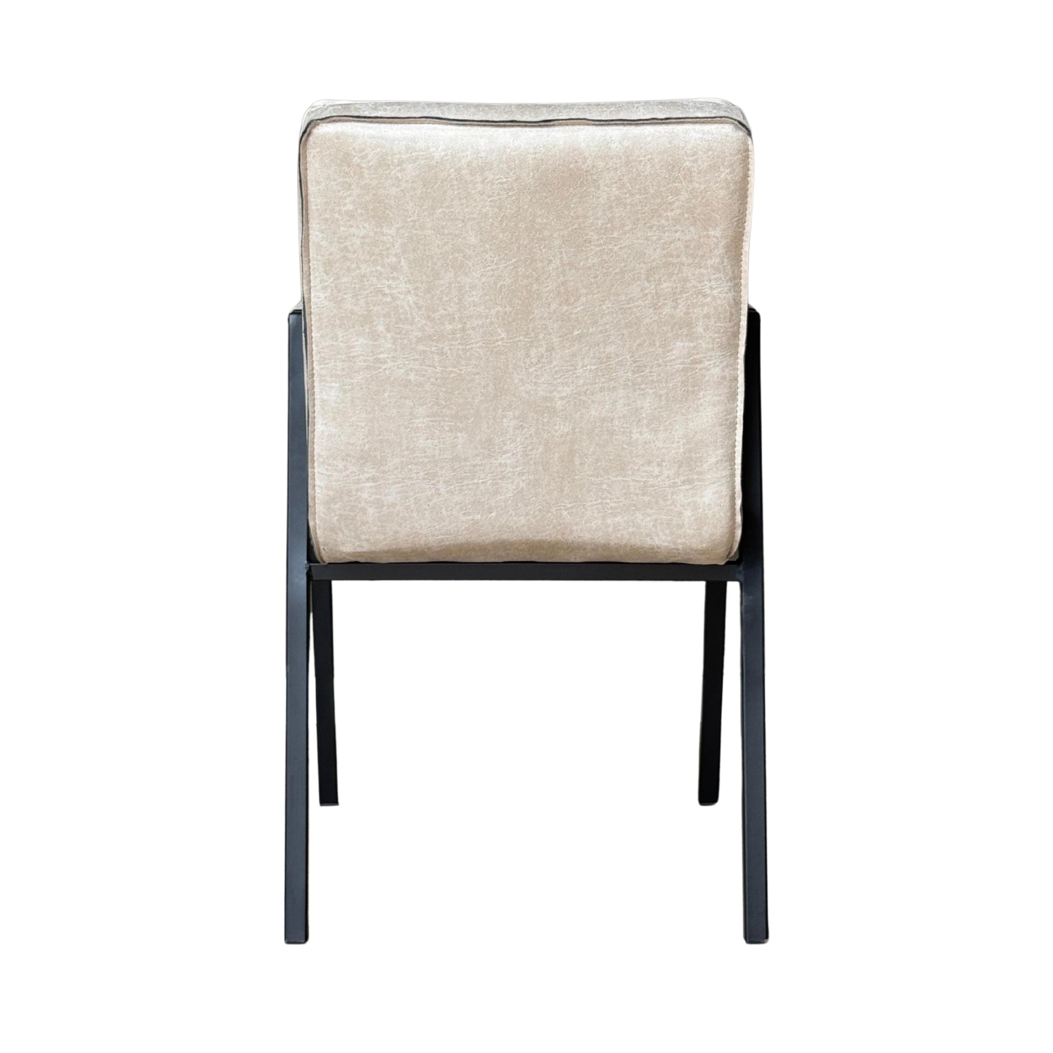 Tivoli armstoel in beige met robuust stalen onderstel in mat zwarte lak
