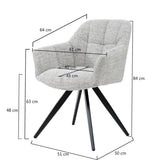 Draaibare eetkamerstoel Tommy bisque oasis, B61cm x D64cm x H84cm per stoel