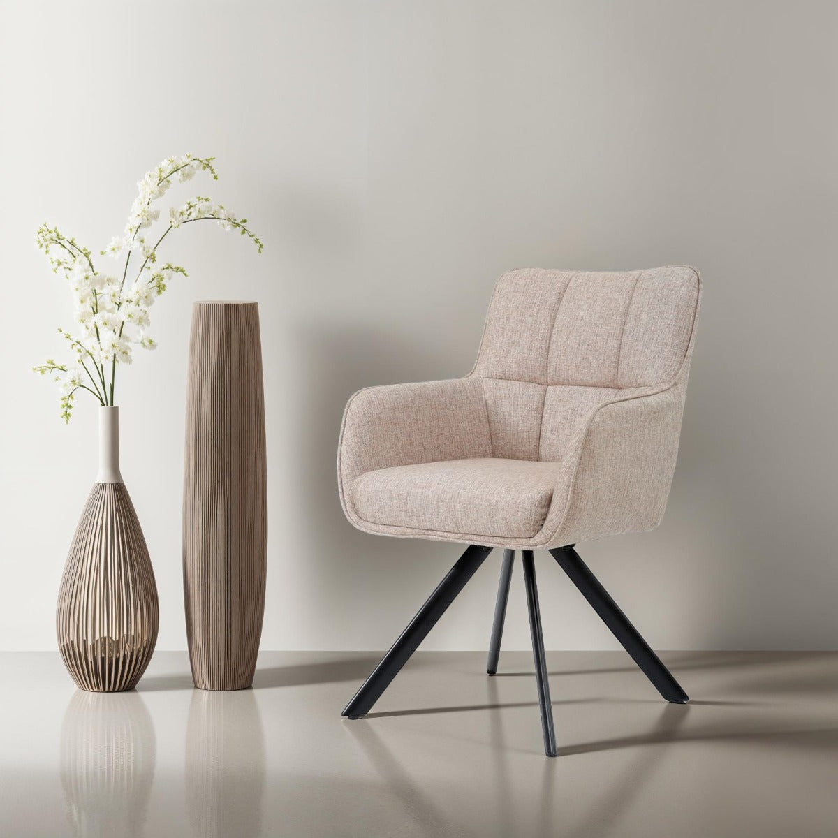 Draaibare eetkamerstoel Tori Salmon van Livingfurn, B62cm x D60cm x H89,5cm