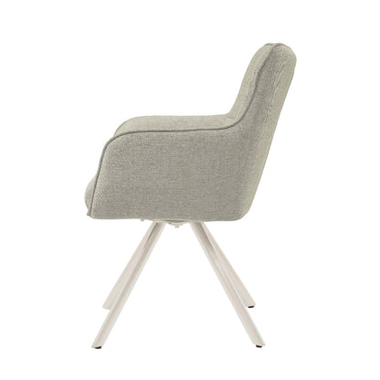 Eetkamerstoel Tori Sand Natural met Beige stof met zwart onderstel