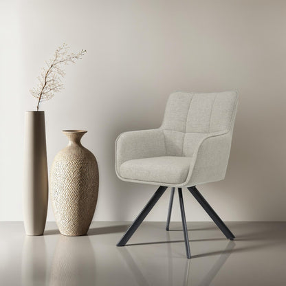 Draaibare eetkamerstoel Tori Sand van Livingfurn, B62cm x D60cm x H89,5cm