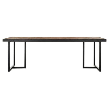 Eetkamertafel Criss Cross van DTP Home, blad van gemixt hout op zwart stalen frame