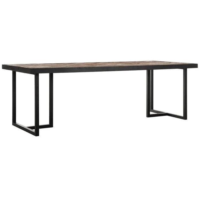 Eetkamertafel Criss Cross van DTP Home, detail van het visgraatpatroon in het blad