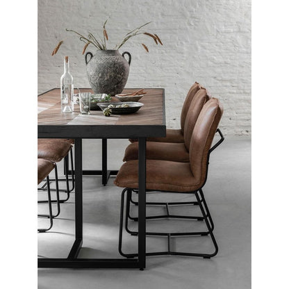 Eetkamertafel Criss Cross 240cm van DTP Home, hoek van het blad met zichtbare houtdelen