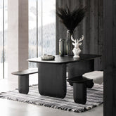 Eetkamertafel + Eetkamerbank Acaciahout Zwart 190cm J-Line - Eetkamertafel - Living Lovely - livinglovely.nl