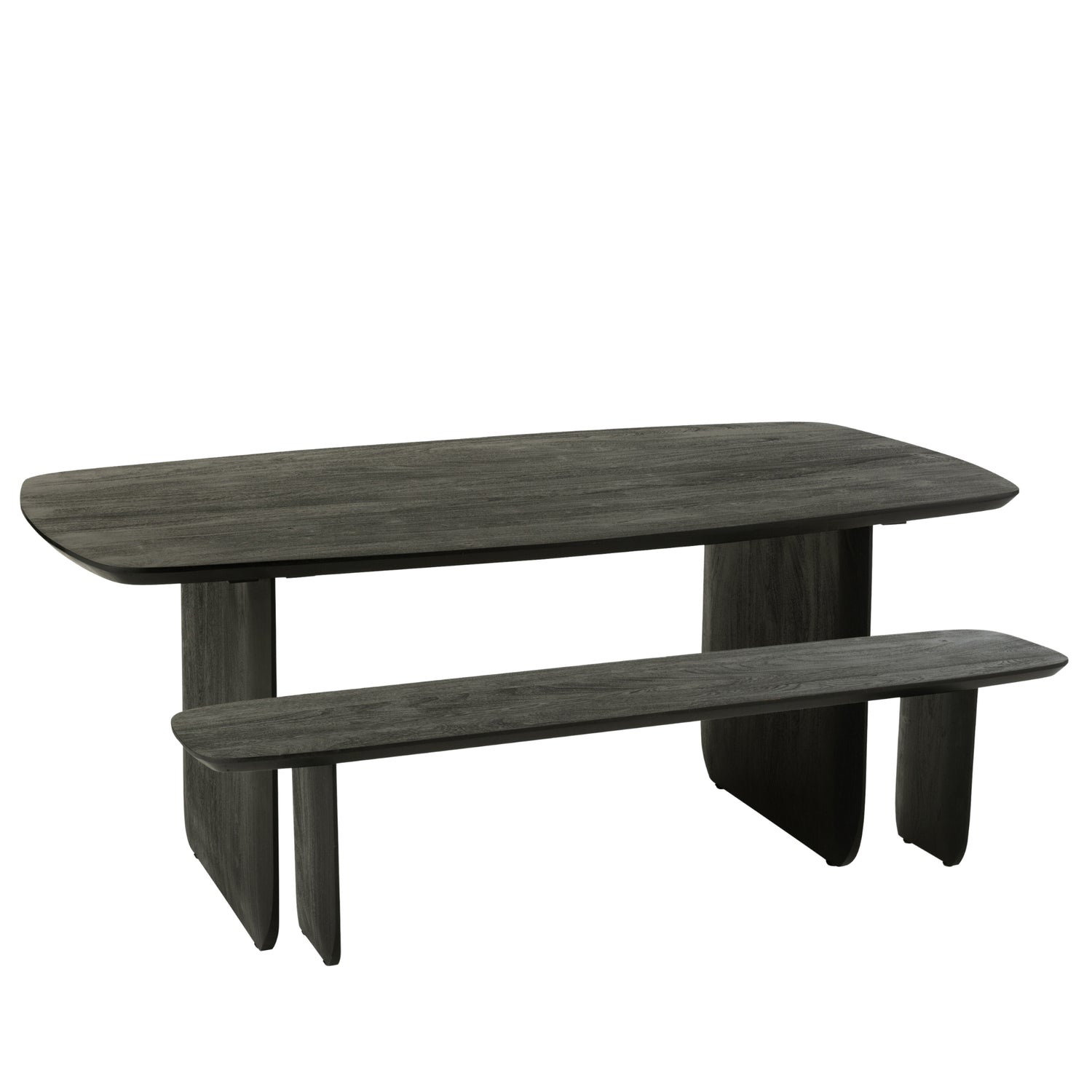 Eetkamertafel + Eetkamerbank Acaciahout Zwart 190cm J-Line - Eetkamertafel - Living Lovely - livinglovely.nl