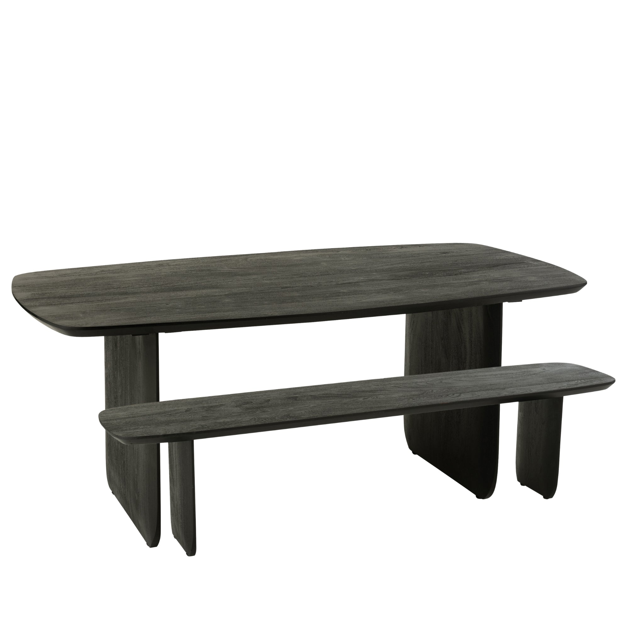 Eetkamertafel + Eetkamerbank Acaciahout Zwart 190cm J-Line - Eetkamertafel - Living Lovely - livinglovely.nl