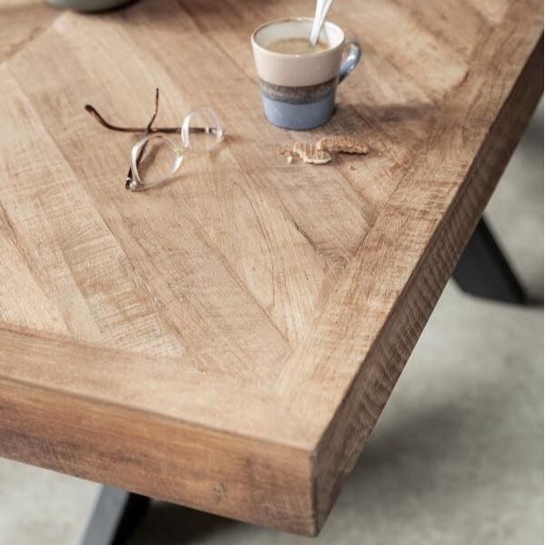 Masterpiece Einstein eettafel naturel teak bovenaanzicht