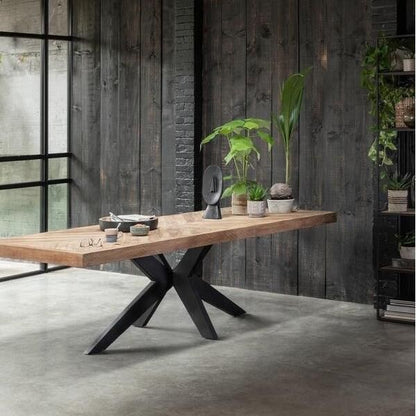Masterpiece eettafel Einstein met zwarte metalen spinpoot