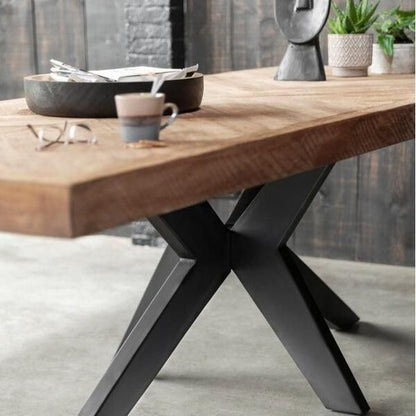 Eetkamertafel Einstein 220cm naturel teakhout zijaanzicht