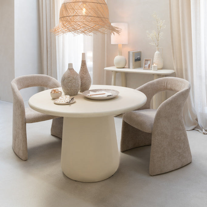 Eetkamertafel Ram Plywood Beige Dia 118xH75cm - Eetkamertafel - J-Line - livinglovely.nl