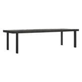 Detail zwart teakhouten tafelblad Timeless Black Beam