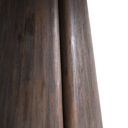 Eettafel Auren Rond Vezelcement Gebroken Wit van Pomax, ronde tafel met licht blad en basis van acaciahout