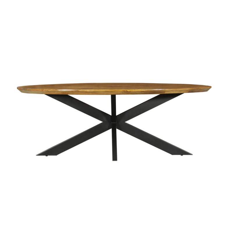 Eettafel Brandy van Starfurn vanuit een andere hoek, ovaal blad van 180 cm