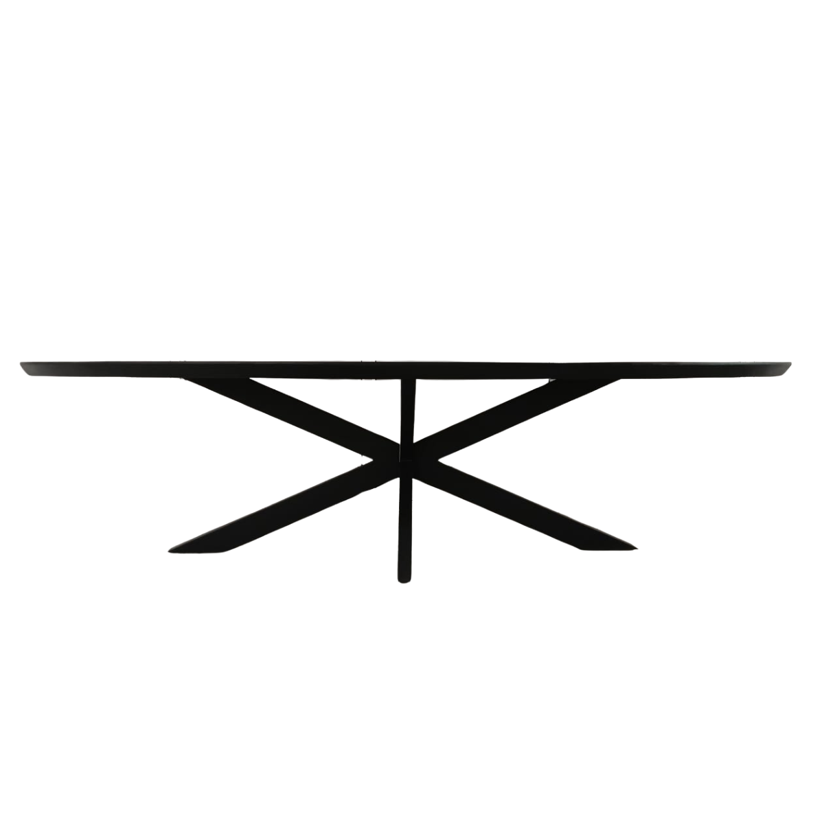 Zijaanzicht van de royale zwarte eettafel Brandy 240 cm van Starfurn