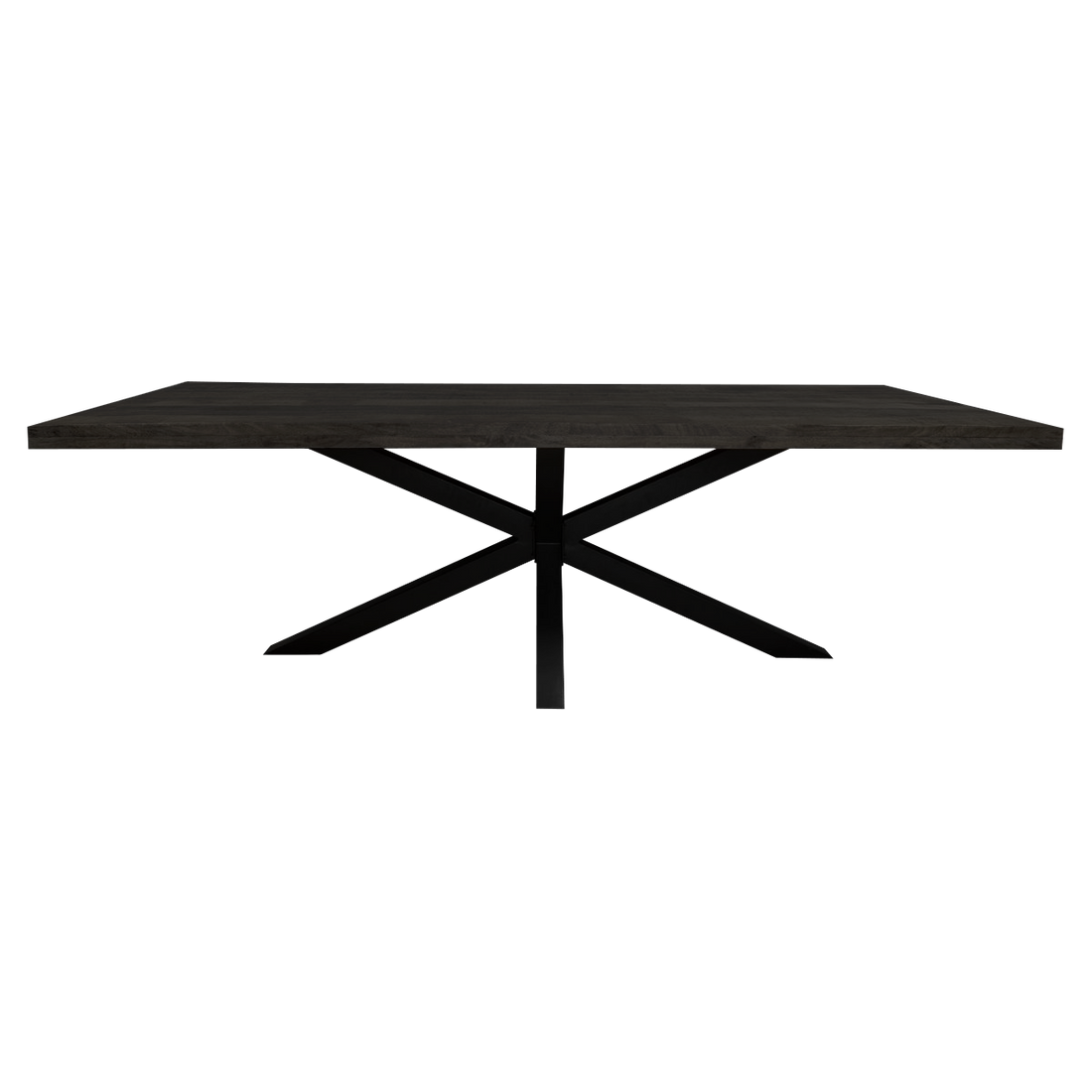 Rechthoekige Denver eettafel 160cm van Starfurn met opgedikt blad van zwart gelakt massief mangohout
