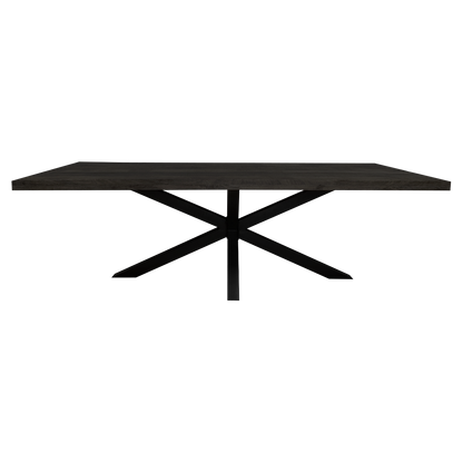 Rechthoekige Denver eettafel 160cm van Starfurn met opgedikt blad van zwart gelakt massief mangohout