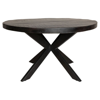 Eettafel Denver Zwart Rond 130cm van Starfurn, compacte ronde eettafel voor een gezellige eethoek