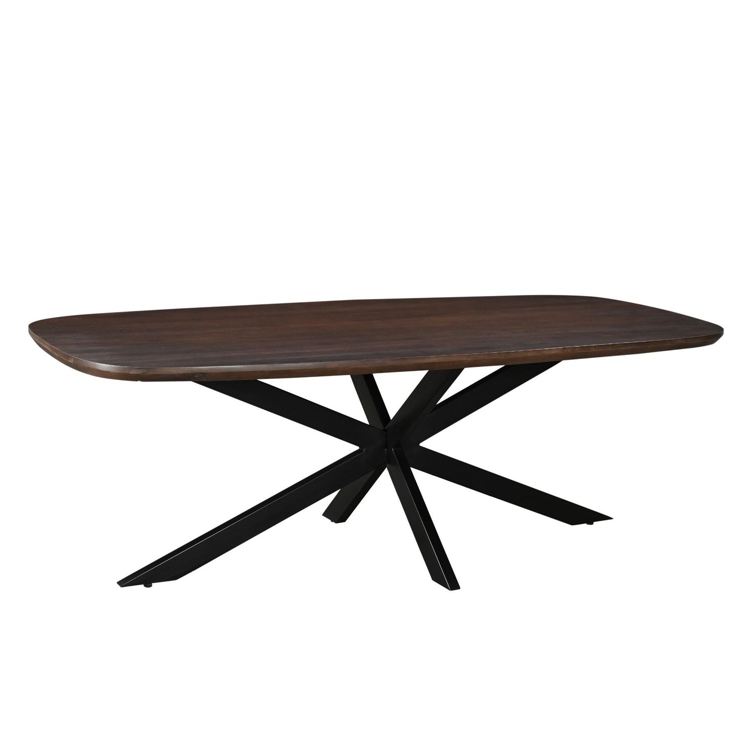 Eettafel Jesper Chestnut 210cm schuin vooraanzicht met zwart spinpootonderstel