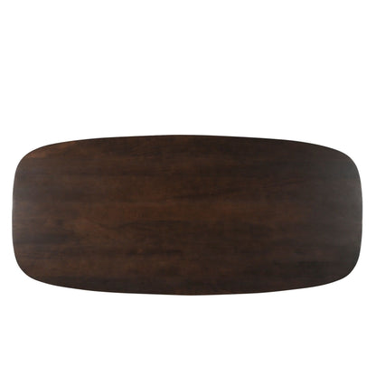 Bovenaanzicht van het mangohouten blad van de eettafel Jesper Chestnut 230cm