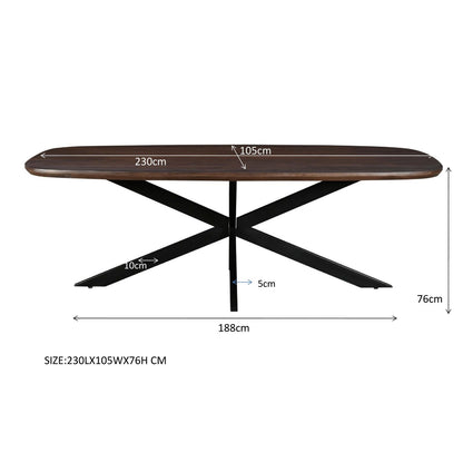 Afmetingen Eettafel Jesper 230cm: L230cm x B105cm x H76cm
