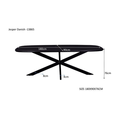 Afmetingen Eettafel Jesper 180cm: L180cm x B90cm x H76cm