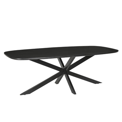 Eettafel Jesper Kala 230cm schuin vooraanzicht met zwart spinpootonderstel