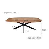 Afmetingen Eettafel Jesper 180cm: L180cm x B90cm x H76cm