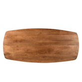 Bovenaanzicht van het mangohouten blad van de eettafel Jesper Pecan 210cm
