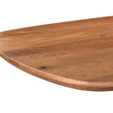 Detail van de bladrand en de nerf van de eettafel Jesper Pecan