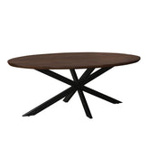 Eettafel Jesper Chestnut 210cm schuin vooraanzicht met zwart spinpootonderstel