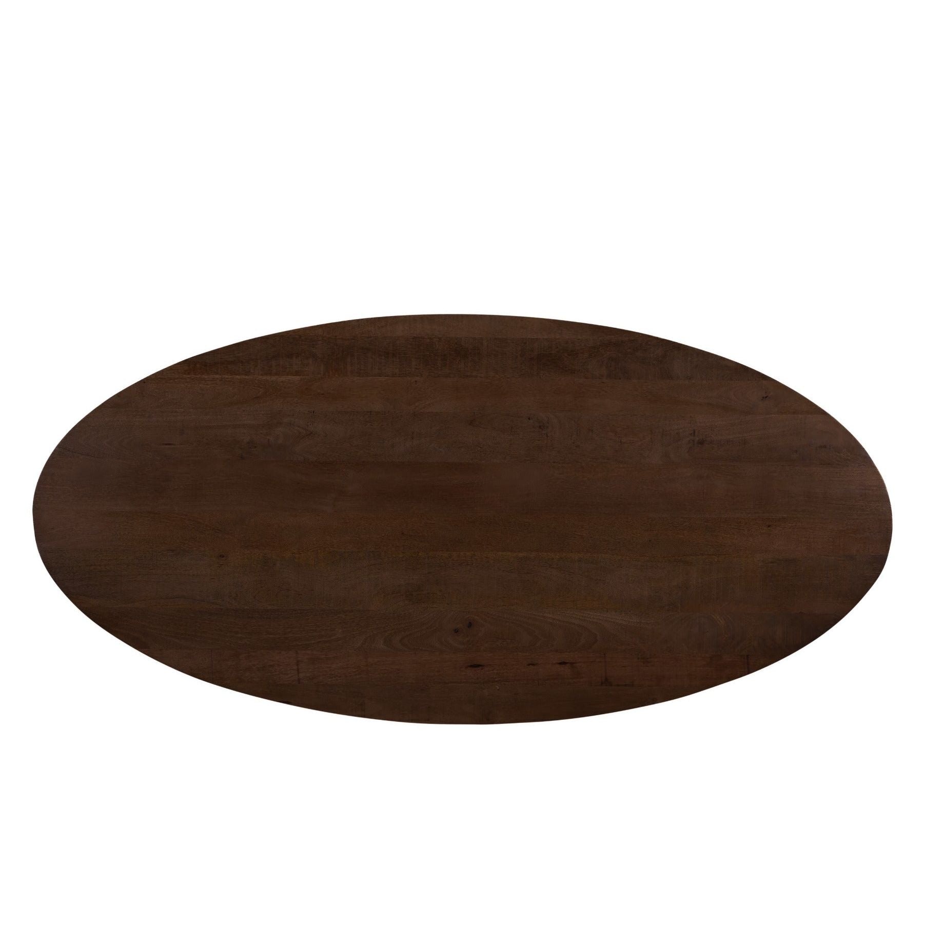Bovenaanzicht van het mangohouten blad van de eettafel Jesper Chestnut 210cm