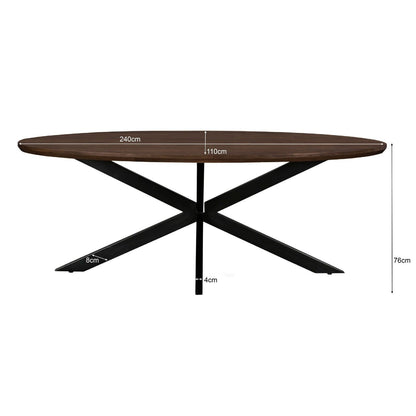 Afmetingen Eettafel Jesper 240cm: L240cm x B110cm x H76cm