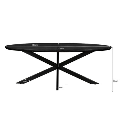 Afmetingen Eettafel Jesper 240cm: L240cm x B110cm x H76cm