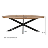 Afmetingen Eettafel Jesper 210cm: L210cm x B100cm x H76cm