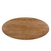 Bovenaanzicht van het mangohouten blad van de eettafel Jesper Pecan 240cm