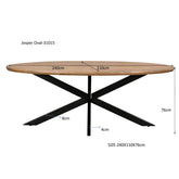 Afmetingen Eettafel Jesper 240cm: L240cm x B110cm x H76cm