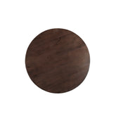 Bovenaanzicht van het mangohouten blad van de eettafel Jesper Chestnut Ø120cm