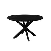 Eettafel Jesper Kala Ø120cm schuin vooraanzicht met zwart spinpootonderstel
