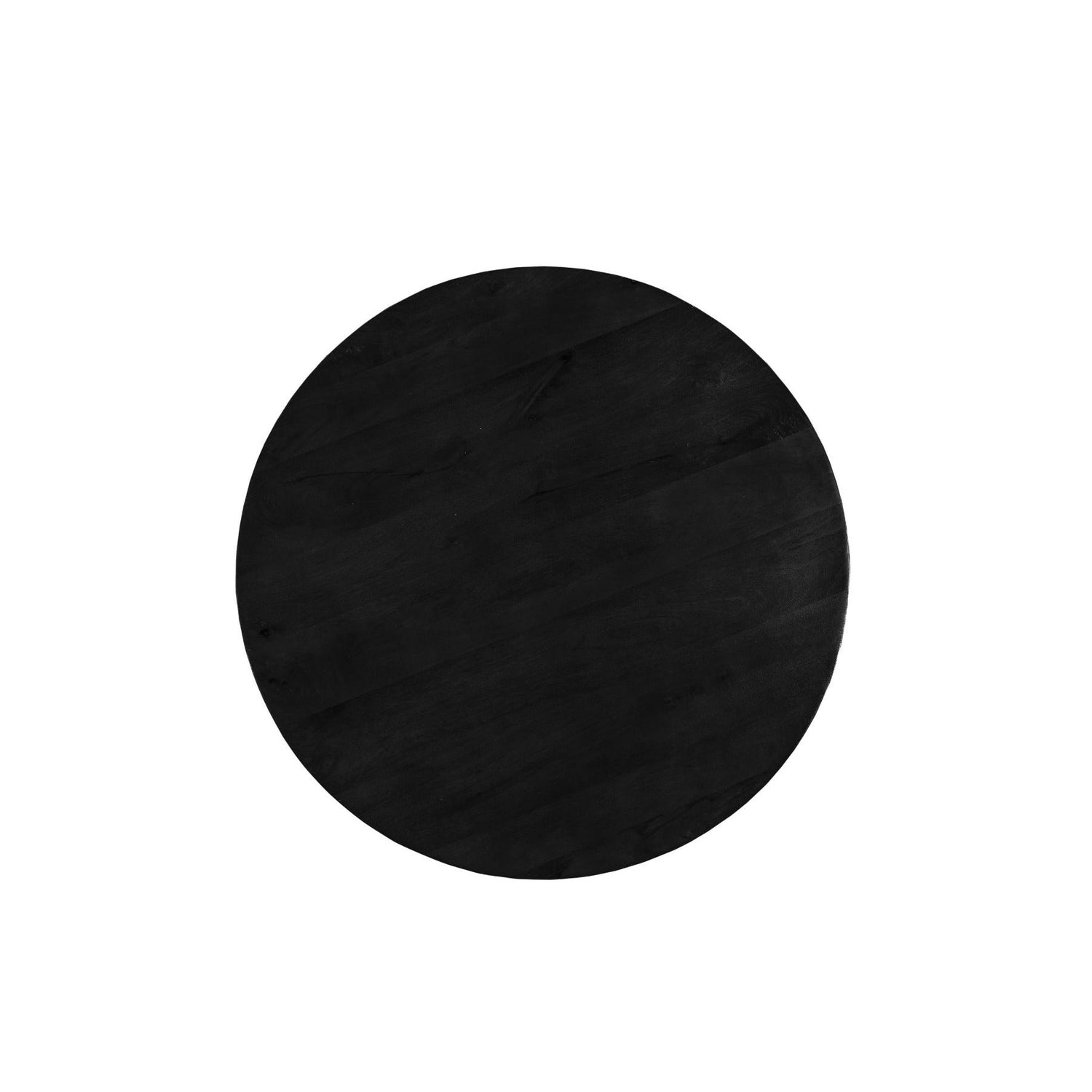 Bovenaanzicht van het mangohouten blad van de eettafel Jesper Kala Ø120cm