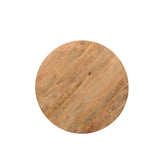 Bovenaanzicht van het mangohouten blad van de eettafel Jesper Pecan Ø120cm