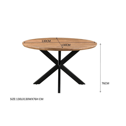 Afmetingen Eettafel Jesper Ø130cm: Ø130cm x H76cm