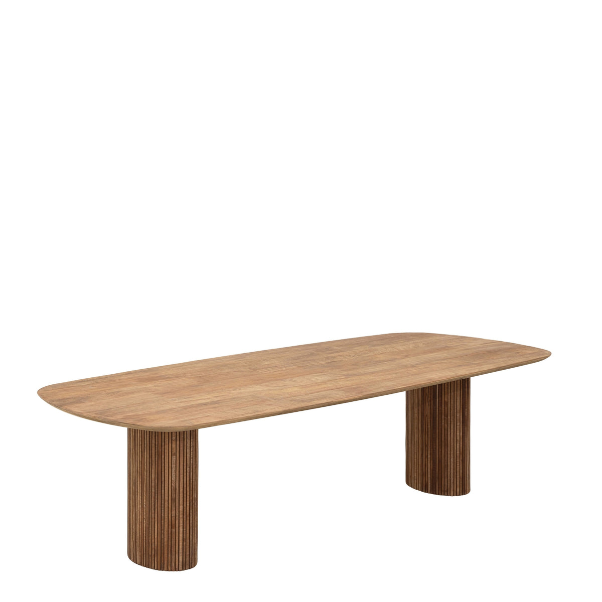 Eettafel Lagoon ovaal teakhout schuin van opzij in een eetkamer