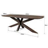 Lissabon eettafel Malta van Livingfurn, afmetingen L210cm x B100cm x H76cm