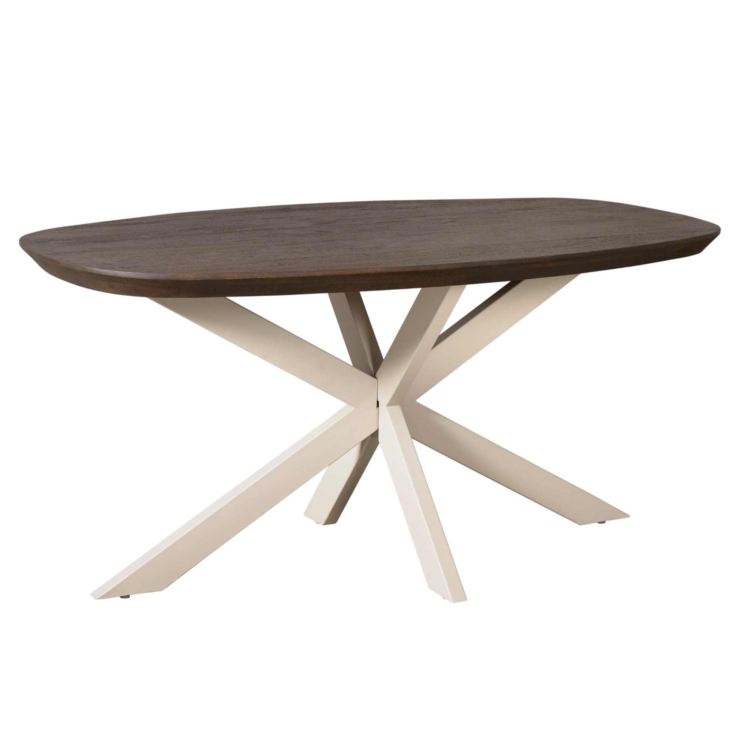 Eettafel Madison Deens Ovaal 160cm van Starfurn in bruin mangohout met zandkleurig metalen onderstel