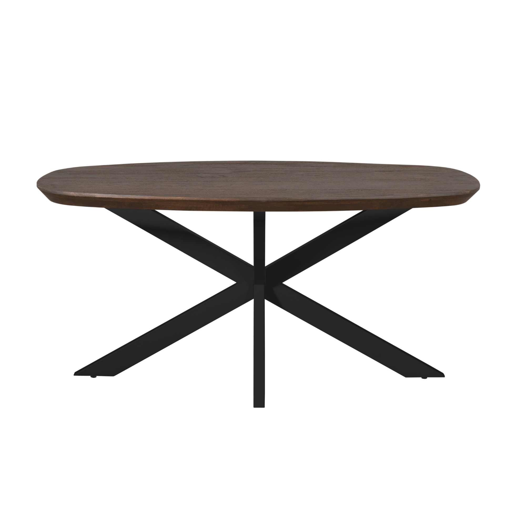 Eettafel Madison Deens Ovaal 160cm van Starfurn van bovenaf met de nerftekening in het mangohout
