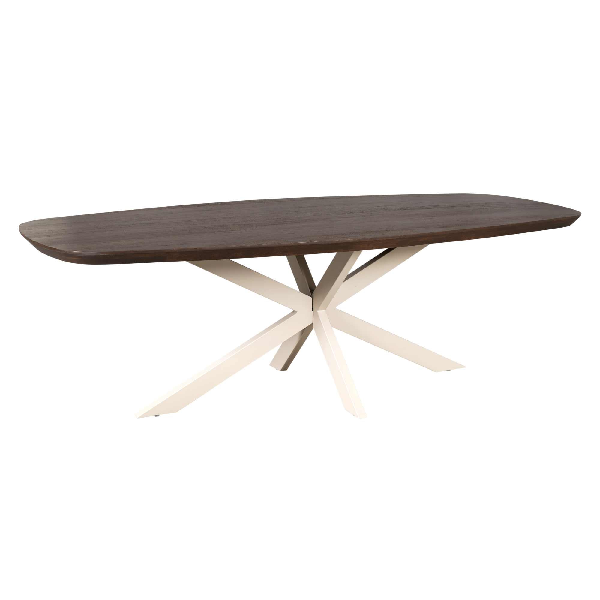 Eettafel Madison Deens Ovaal 200cm van Starfurn in bruin mangohout met zandkleurig metalen onderstel