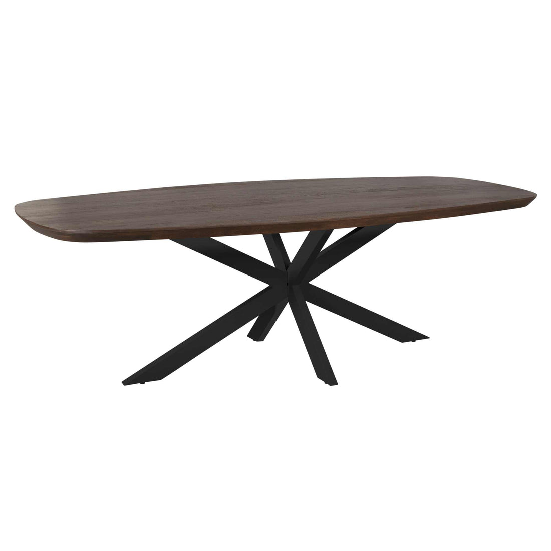 Eettafel Madison Deens Ovaal 240cm van Starfurn in bruin mangohout met zwart metalen onderstel